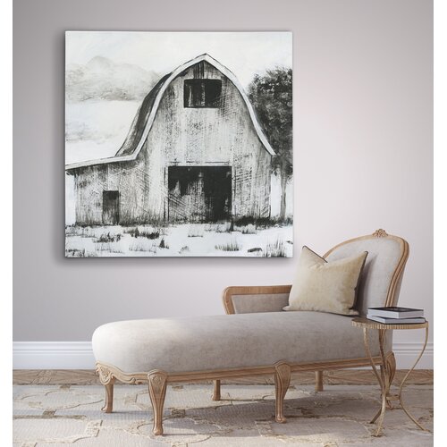 Gracie Oaks Black And White Barn II Framed Painting & Reviews | Wayfair