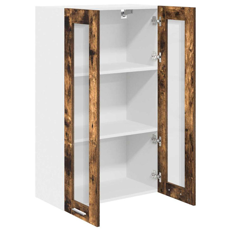 Vidaxl Hanging Cabinet With Storage Riga Artisan Oak 60 X 31 X 100 Cm, Smoked Oak, 100cm H x 60cm W x 31cm D