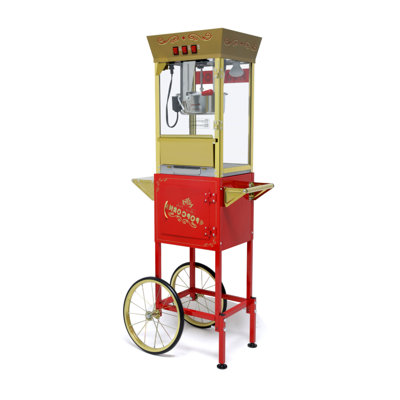 12 Oz. Popcorn Maker Cart With Wheels, Stainless Steel Kettle