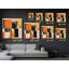 Abstrait géométrique, impression sur toile, peinture moderne texturée orange et noire-1312694598