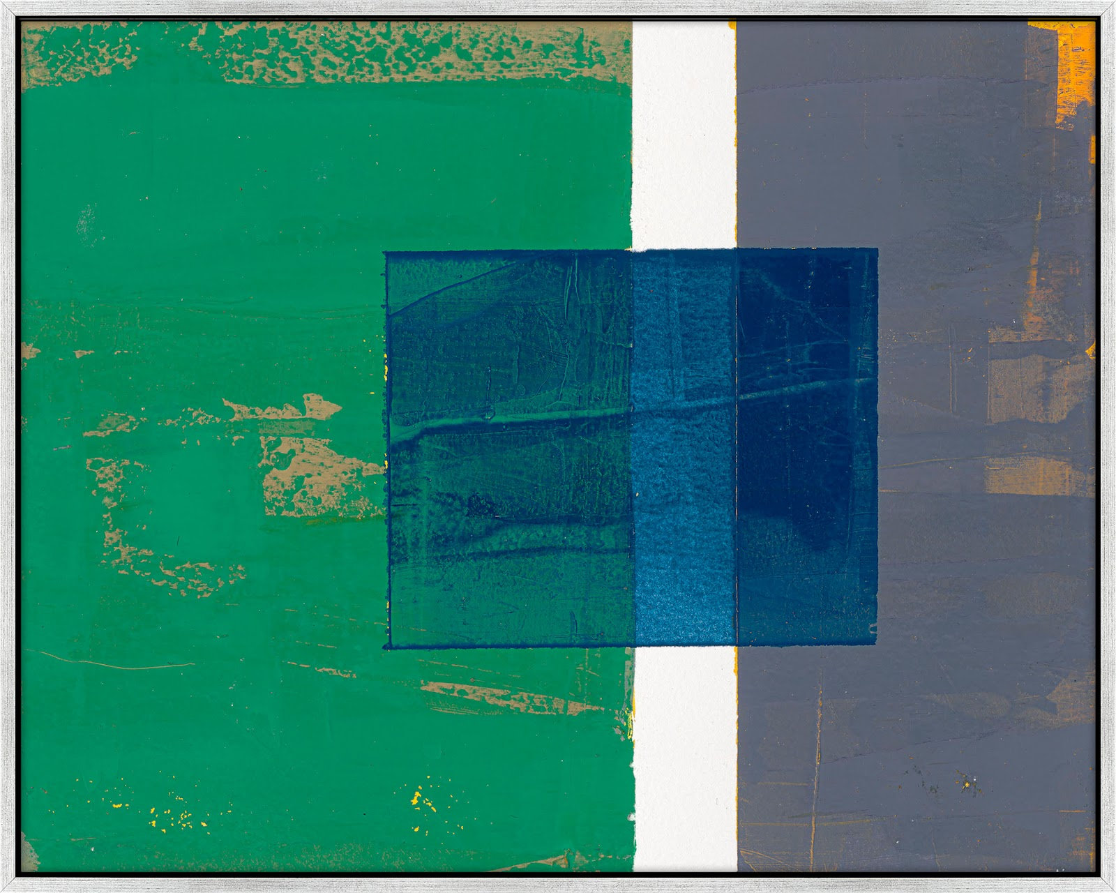 Bold In Blue 1 by Andrea Stokes, 16" H x 20" W x 1.38" D, Silver Framed
