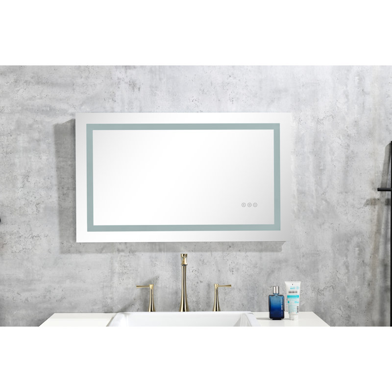 Miroir de brouillard pour salle de bain 36 po x 28 po - à intensité variable, 3 températures de couleur, mémoire, fixation murale pour fonction de maquillage, couleurs, soins de la peau quotidiens