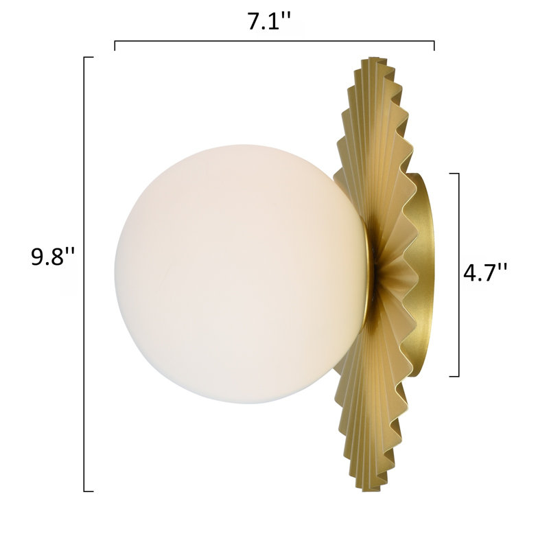 10''W Dimmable Gold ETL Globe Glass Wall Sconces For Bedroom/Living Room/Dressing Room/Stairwell