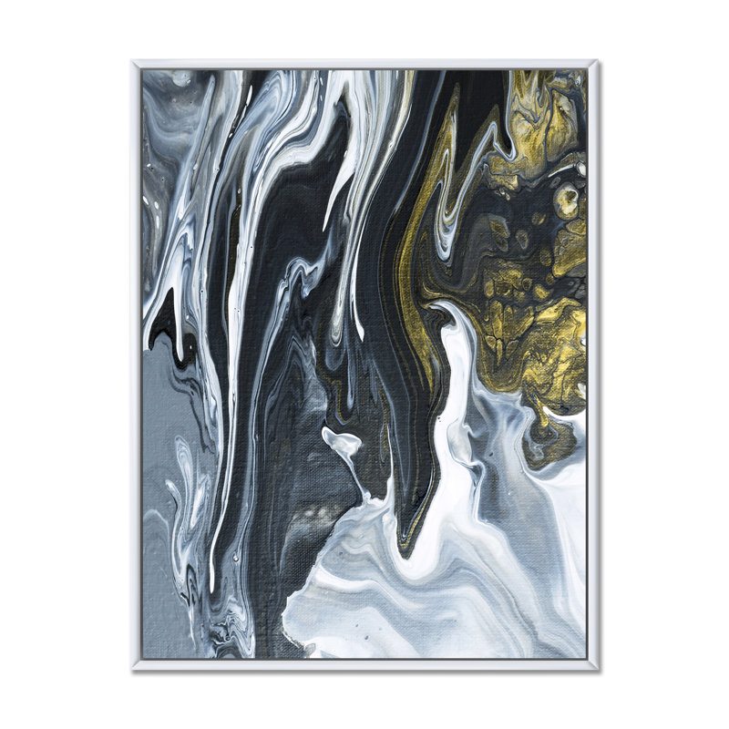 «Yellow Marble River», impression sur toile, H 32 po x l 16 po, Cadre flottant blanc