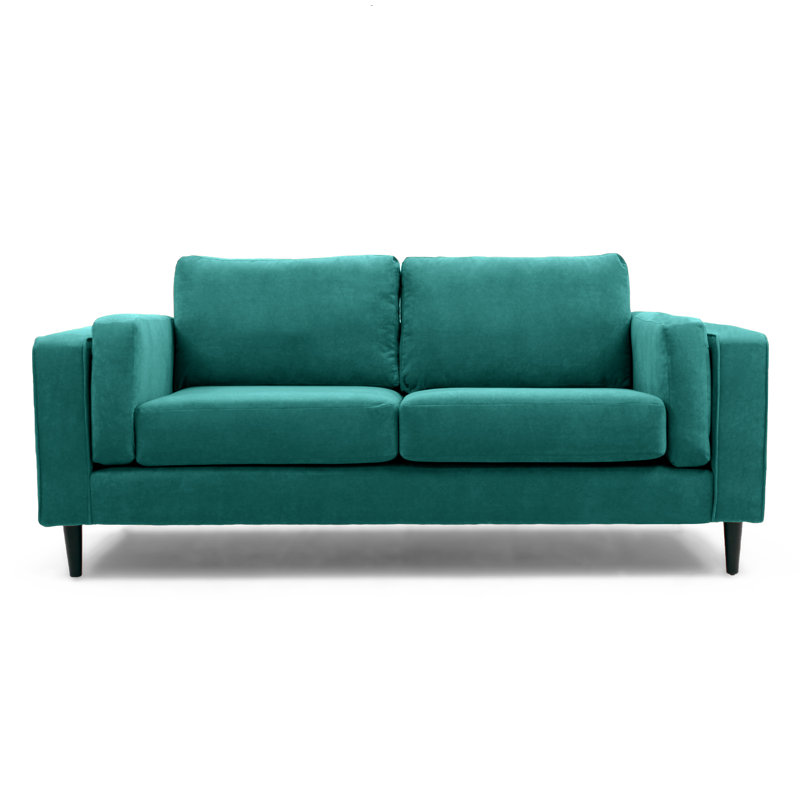 Deavian Velvet Sofa, Teal, Natural, 4