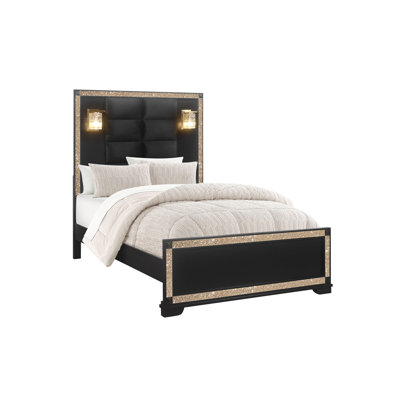 Blake BLACK BED WITH LAMPS