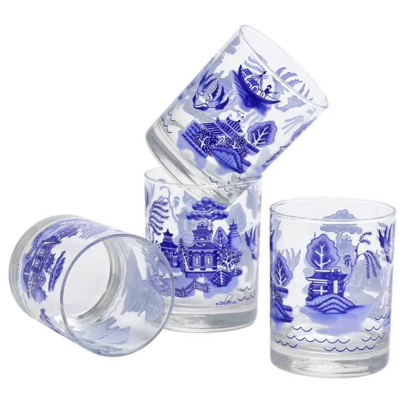 Culver Blue Willow 14-Ounce DOF Double Old Fashioned Glass
