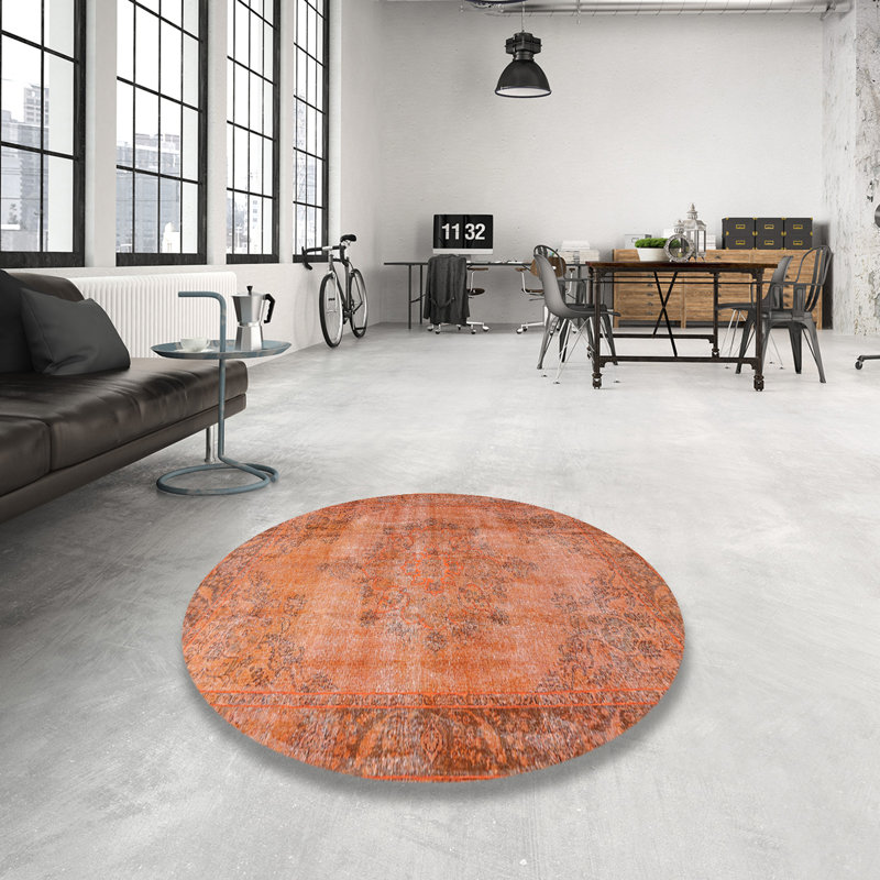 Tapis traditionnel mehroon/noir/bleu Pendik, Rond 5 pi