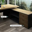 Bureau de direction en L en bois massif de couleur châtaignier clair avec tiroirs-454434726-454434729