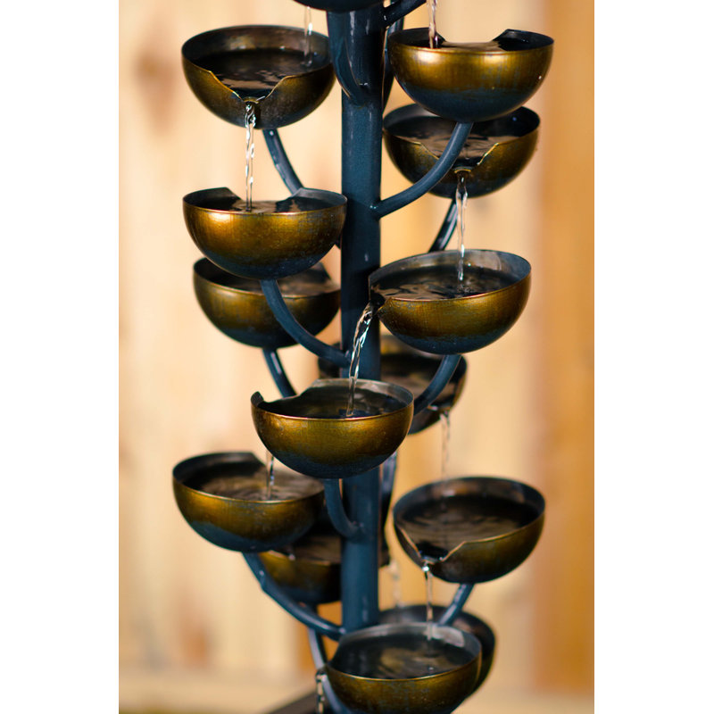Multi Level Zinc Metal Stacked Cups Fountain, 74" H x 14" W x 14" D