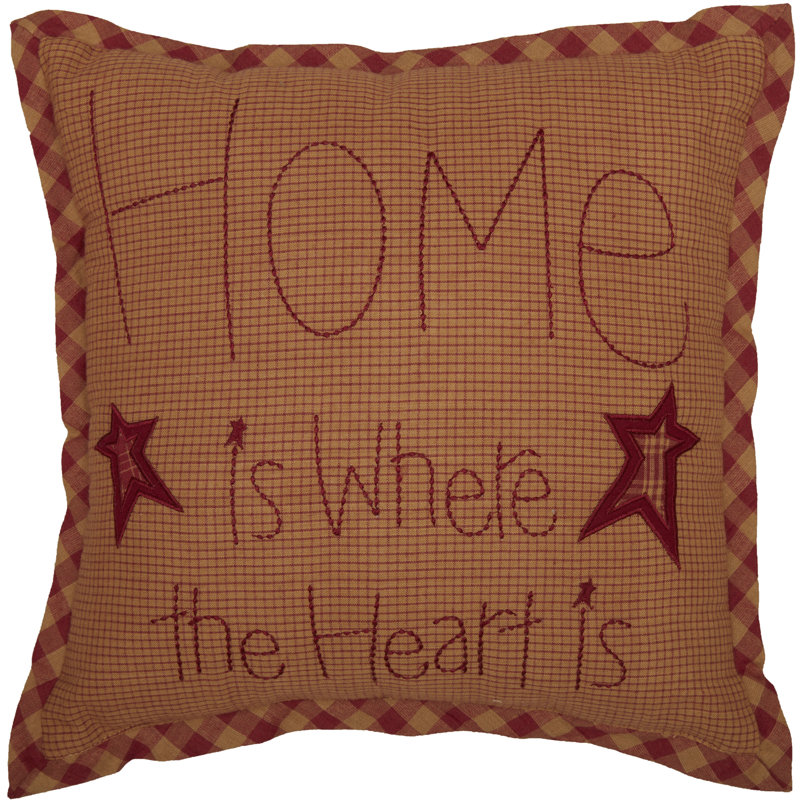 Tan and Burgundy Embroidered Square Thanksgiving Pillow, 12x12