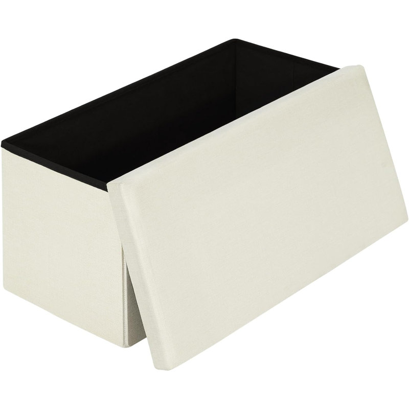 Phabian Foam Padding Upholstered Storage Bench, Beige, 37cm H x 76cm W x 38cm D