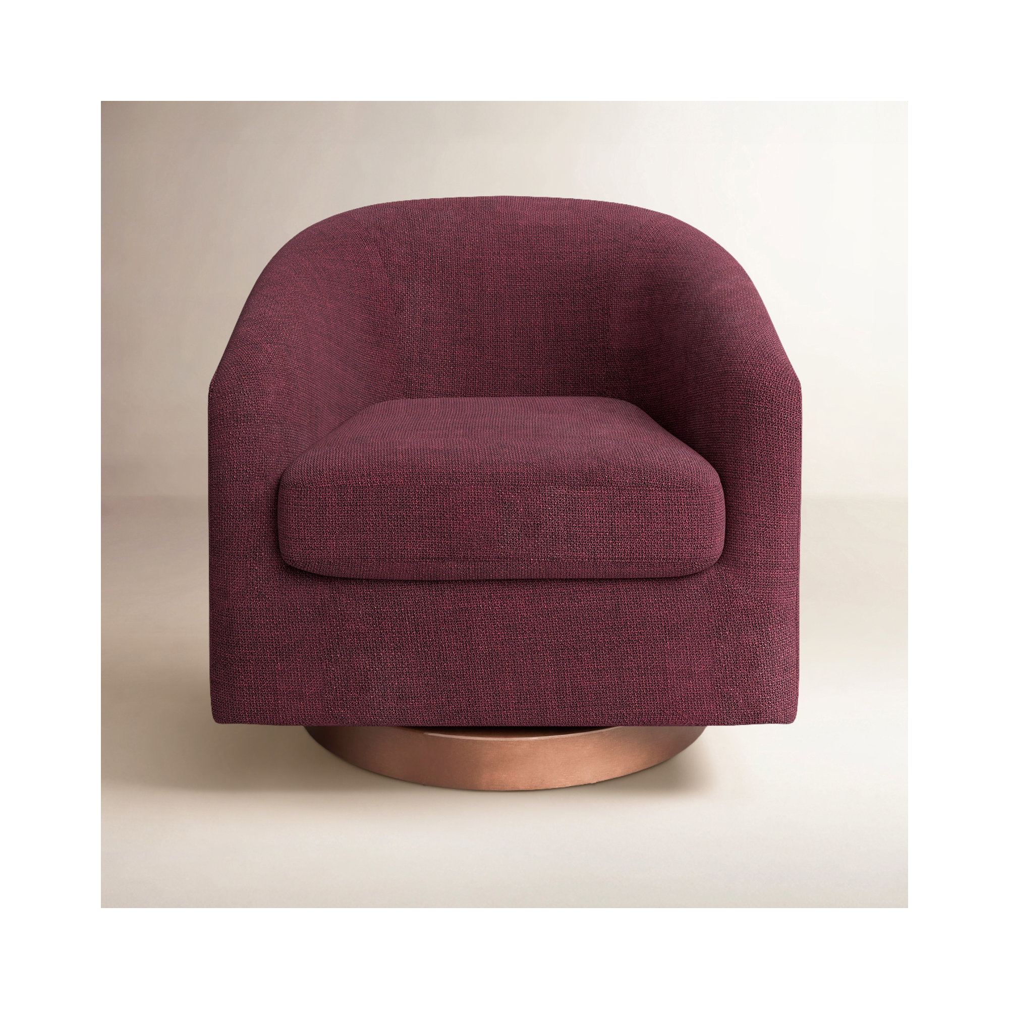 Bennett Upholstered Swivel Barrel Chair, Luna Merlot Textured