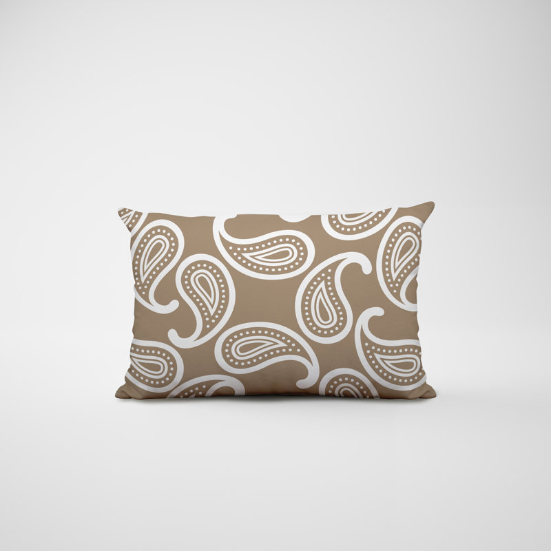 Paisley Outdoor Reversible Throw Pillow, Beige