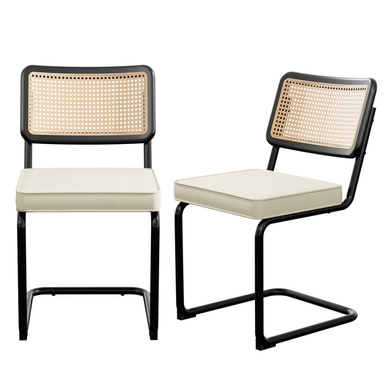 Chaise d'appoint rembourrée en velours Amyris, Beige, Noir