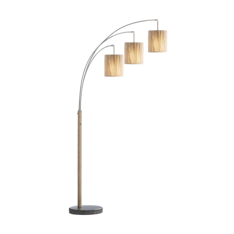 80" Marble Floor Lamp With Beige Shade