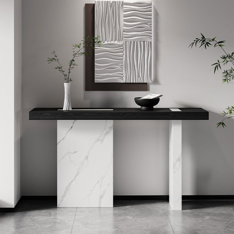 Table d'entrée moderne et luxueuse, H 33,46 po x l 55,11 po x P 15,75 po, Blanc cassé