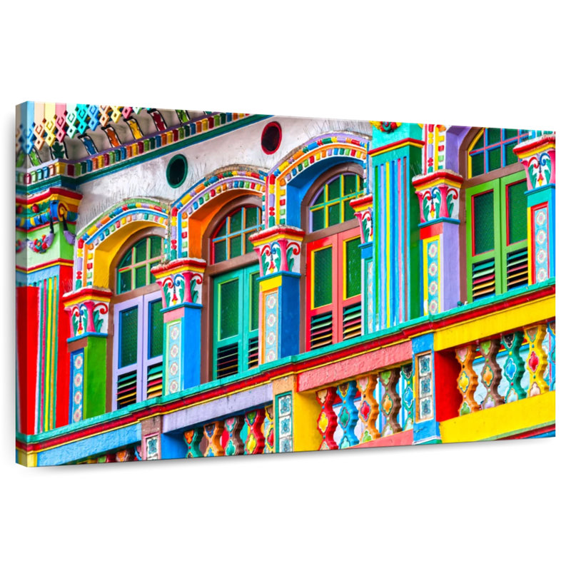 Lilie singapour, bâtiment coloré, H 8 po x l 12 po