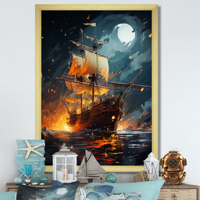 Galion bateau pirate II - bateau côtier, art mural