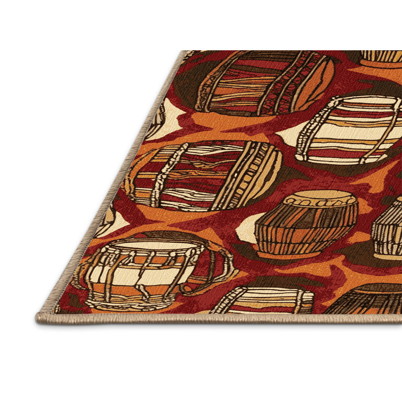  Tapis lavable de musique djembé, Rond 7 pi