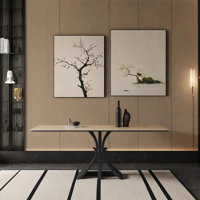 Simple rectangular rock plate dining table