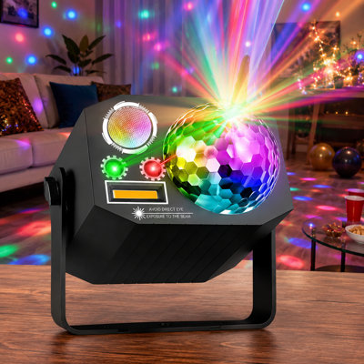 Sound-Activated Party Disco Ball Light with Pattern Effects, 10-ft USB Cable, and Music-Sync LED Stage Strobe for Christmas, Raves, Home Karaoke, Dance Floors, Clubs, Bars, and Parties
