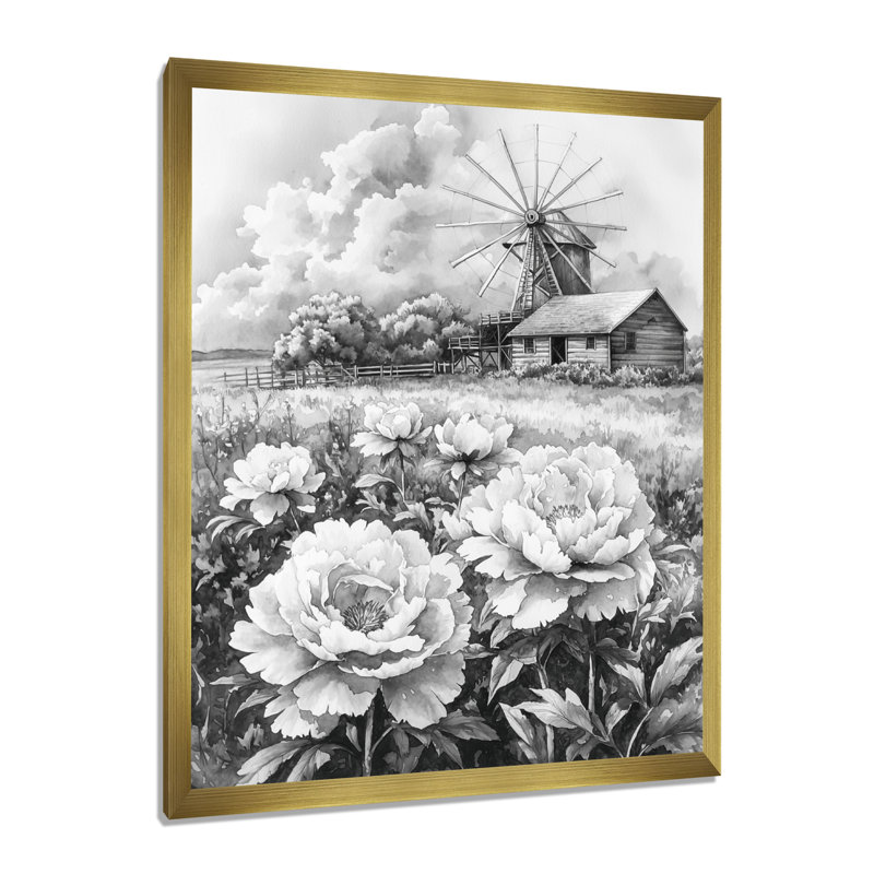 Ginnie - impressions murales florales, H 40 po x l 30 po, Reproduction encadrée d'une seule photo, Doré