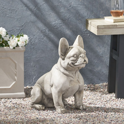 Statue de jardin élégante de bouledogue français d'extérieur - Aucun assemblage requis