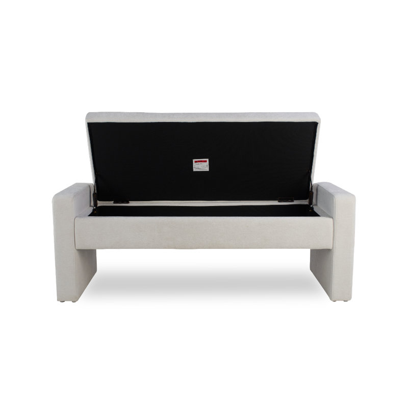 Banc de rangement rembourré moderne de 50 po avec siège capitonné et charnière à fermeture en douceur