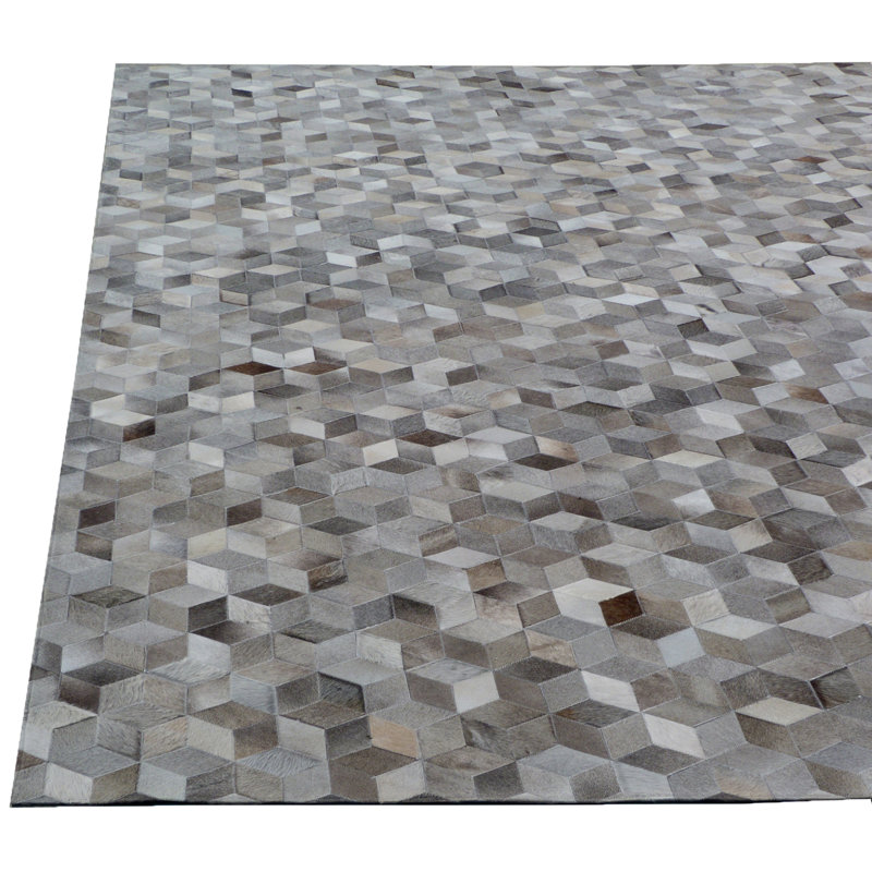 Natural Hide Cowhide Geometric Area Rug, Rectangle 8' x 10'