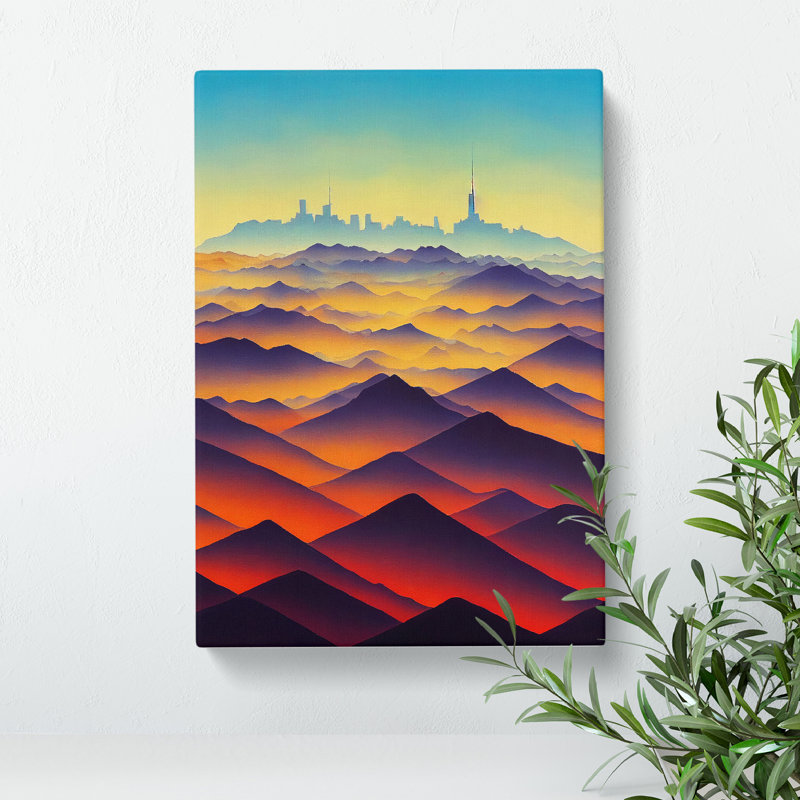 Watercoloured Mountain Landscape No.6 - Wrapped Canvas, 76cm H x 50cm W x 3cm D
