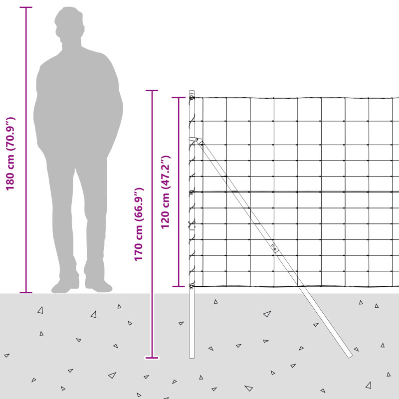 Vidaxl Field Fence Galvanised Steel, 120cm H x 2500cm W