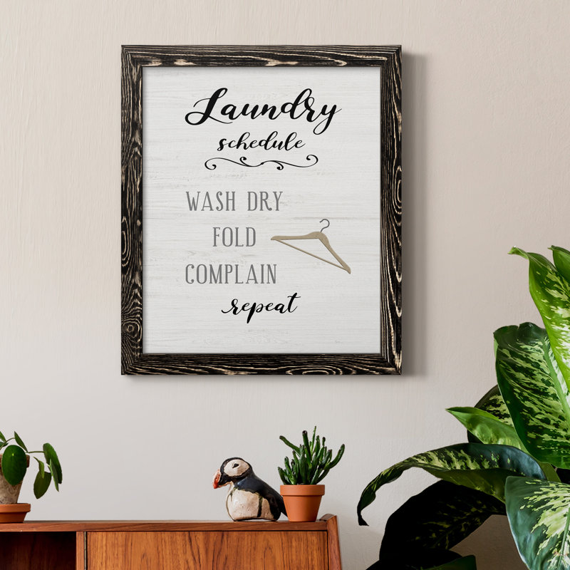Laundry Complain - Art textuel sur toile, Cadre noir, H 20 po x l 17 po x P 1,5 po