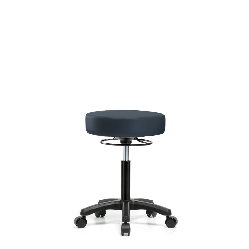 Tabouret de laboratoire à hauteur réglable Kaiya, Roulettes, Bleu impérial