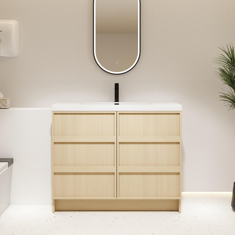 42" Freestanding Bathroom Vanity with Resin Sink, 42"