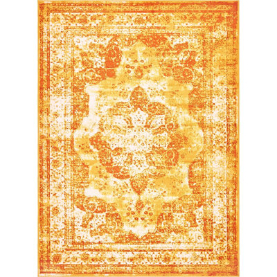 Sandrine Ikat Area Rug in Orange