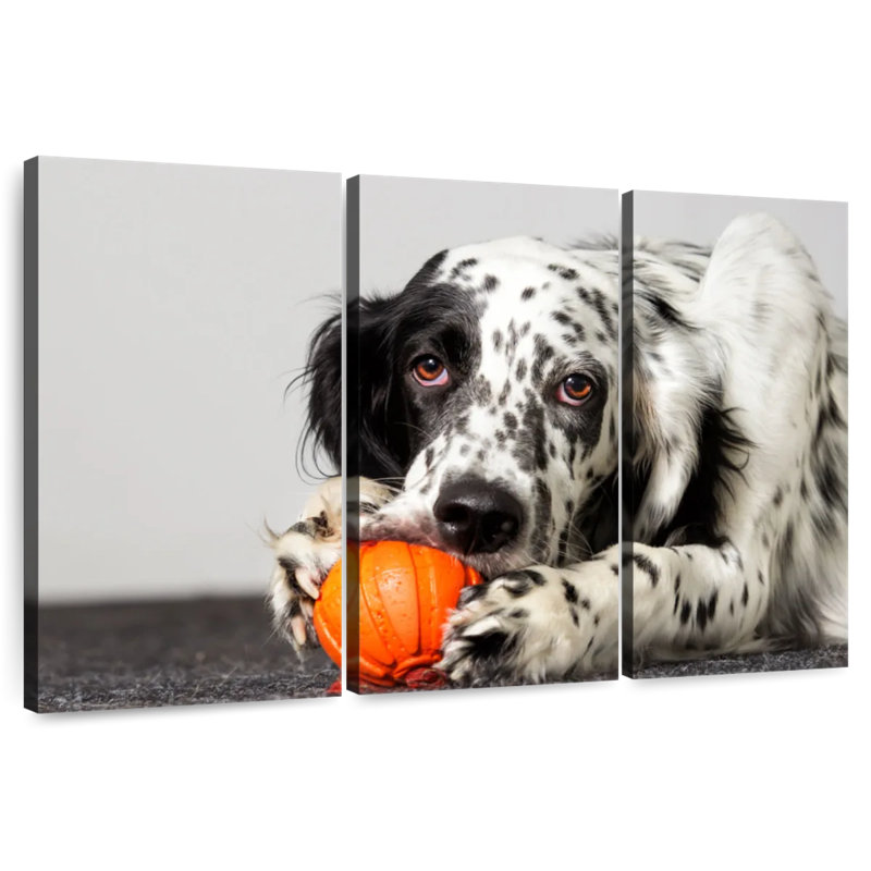 Brampt Dog With Orange Toy, 28" H x 45" W