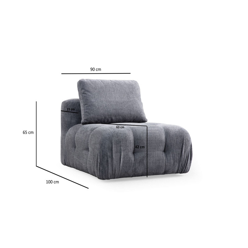 Chic canapé 1 place en gris, 35,4 x 39,4 x 25,6 pouces | Structure en bois de hêtre et en carton, tissu 100% polyester | Comprend un coussin de dossier en mousse souple et en plumes (19,7 po x 19,7 po) | Parfait pour les salons modernes et les espaces confortables