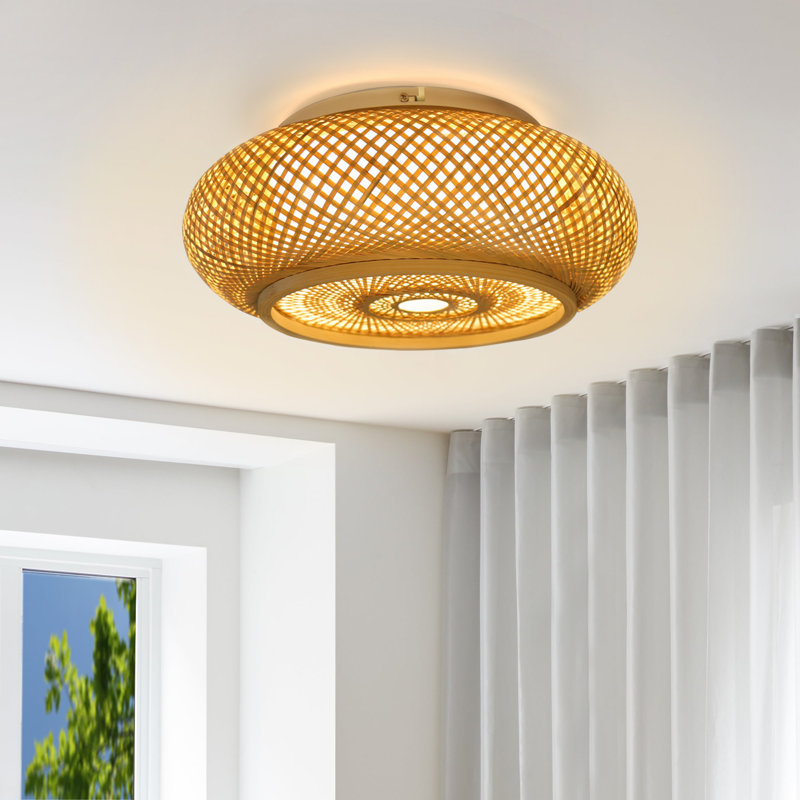 Plafonnier encastré en bambou Cuvier, H 6,3 po x l 19,7 po x P 19,7 po