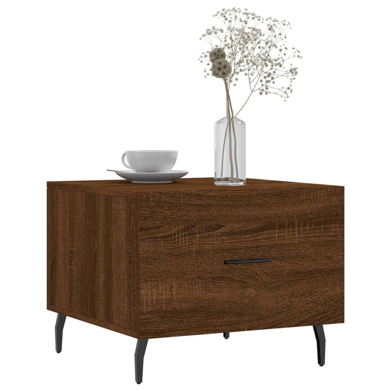 Four Leg Coffee Table with Storage, brown oak