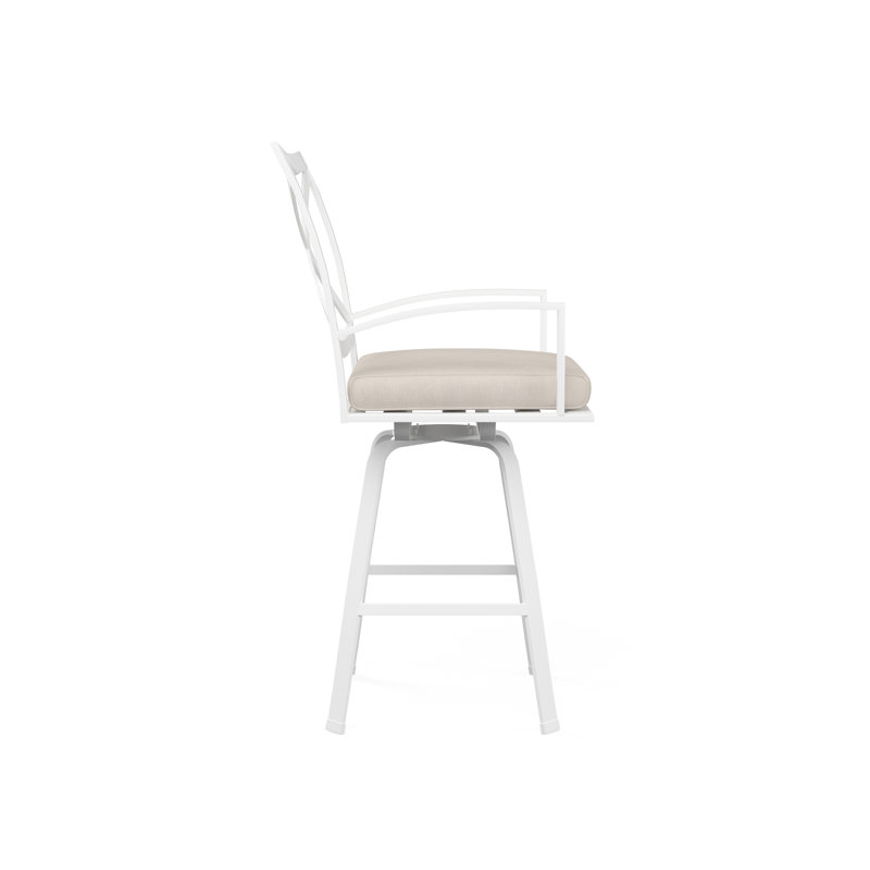 Bristol Outdoor Swivel Bar Stool, Bar Stool (30” Seat Height), Canvas Flax Sunbrella®