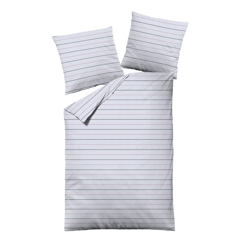 Striped Duvet Cover Set with Pillowcases Included, Single - 1 Pillowcase (80 x 80 cm), White