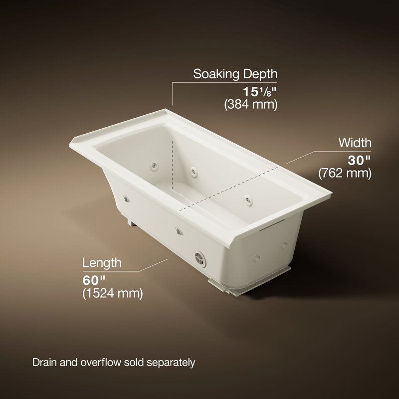 Archer 60" x 30" Whirlpool, Right, Biscuit