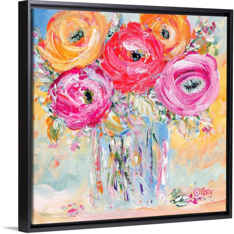 Reproduction d’art sur toile « burst of Bloom » par Robby Ebert, Impression encadrée, H 22 po x l 22 po, Noir