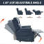 Fauteuil inclinable manuel bleu en similicuir pour le salon avec mécanisme de mouvement robuste, 8 nœuds vibrants et 3 modes de massage.