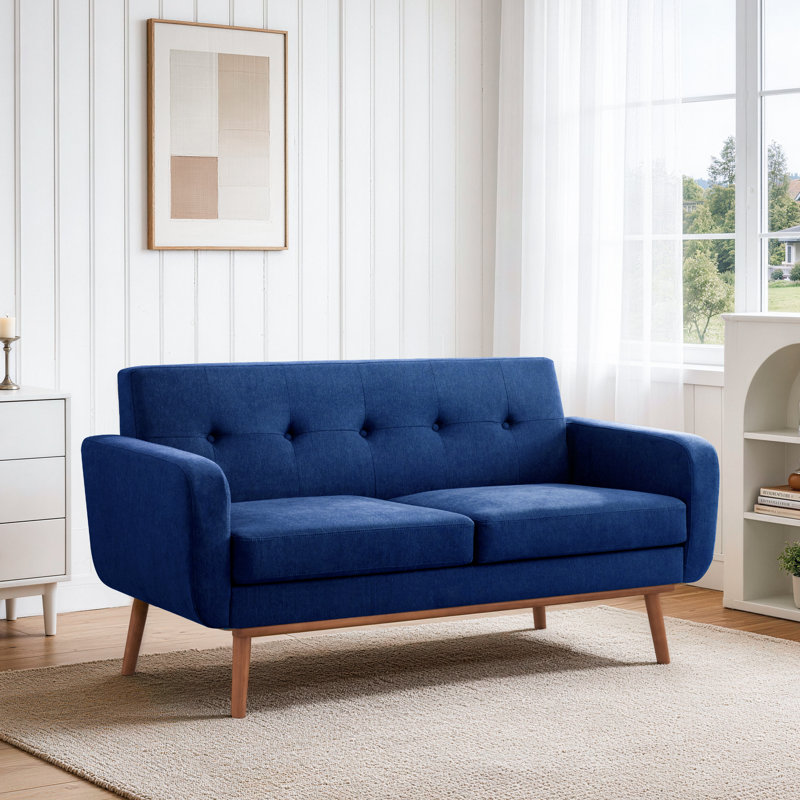 Square Arm Loveseat, Blue