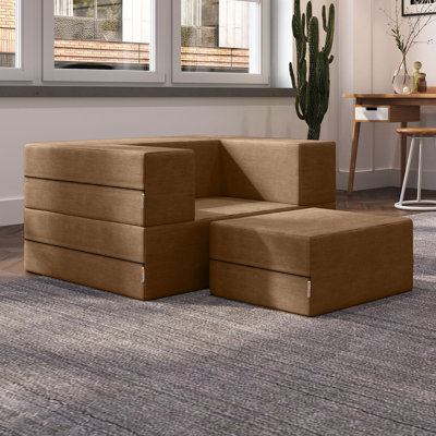 Shontae Boneless Zipline Convertible Compression Sleeper Chair & Ottoman / Twin-Size Bed