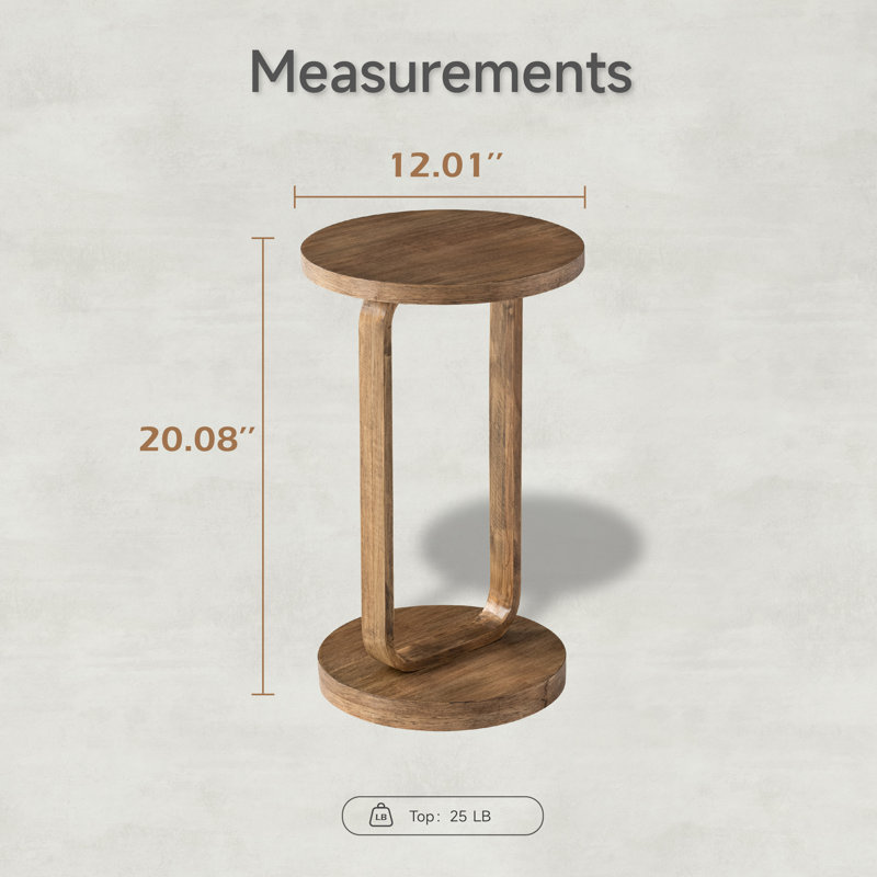 Farmhouse Minimalist  Round End Table With Open Base