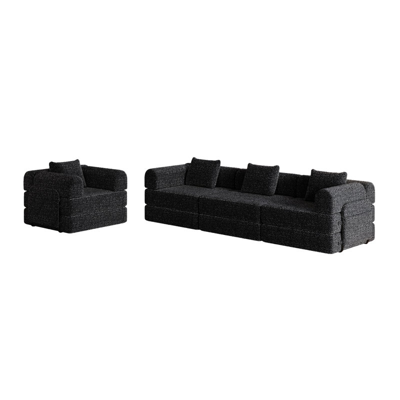Canapé-lit convertible, Tissu noir