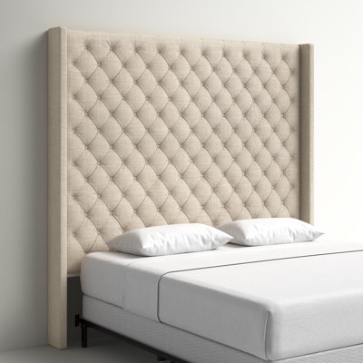 Kaster Upholstered Linen Wingback Headboard